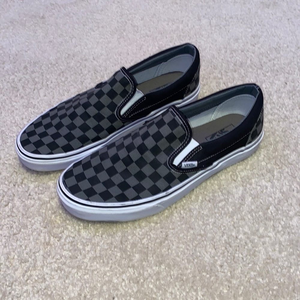 Checkered Vans slide on shoes. Not worn much. 10.5 US mens